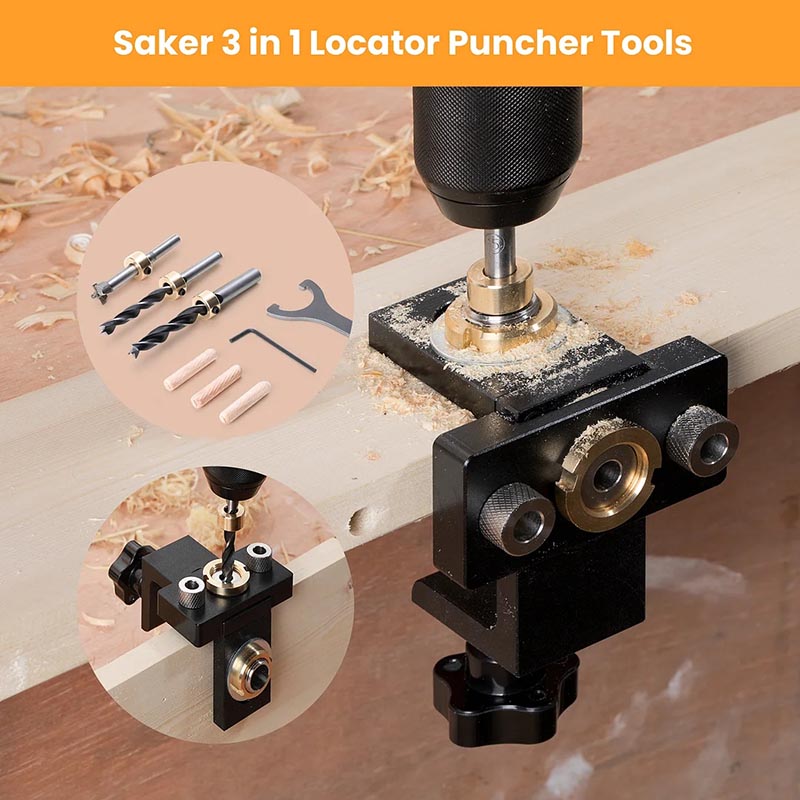 Saker 3 in 1 Adjustable Woodworking Drilling Locator Puncher Tools