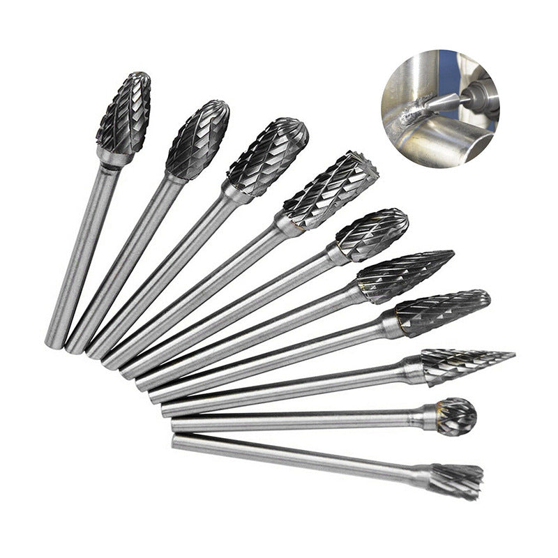 10pcs 3 * 6 double groove tungsten steel grinding head hard alloy rotary file grinding head set